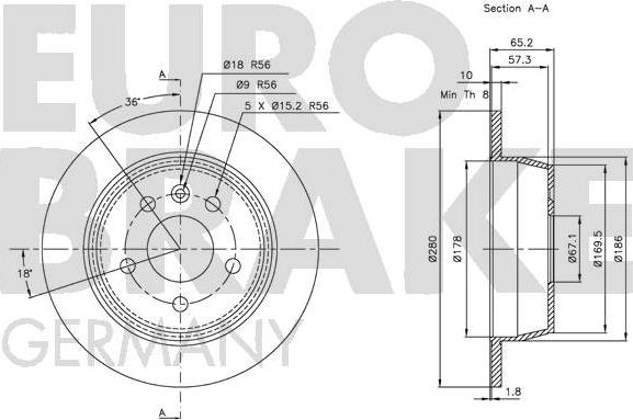 Eurobrake 5815203333 - Bremžu diski autodraugiem.lv