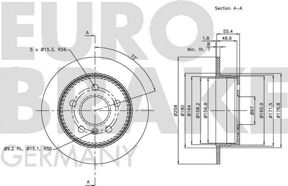 Eurobrake 5815203374 - Bremžu diski autodraugiem.lv