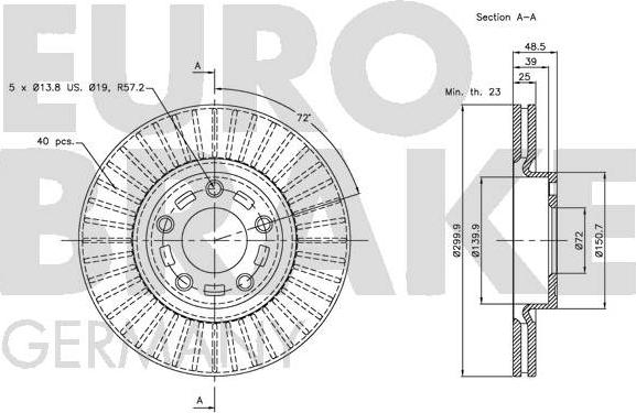Eurobrake 5815203253 - Bremžu diski autodraugiem.lv