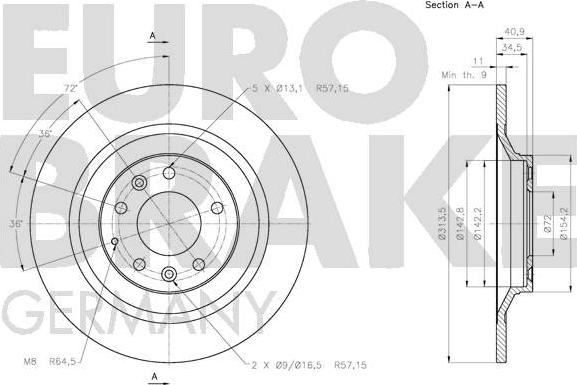 Eurobrake 5815203265 - Bremžu diski autodraugiem.lv