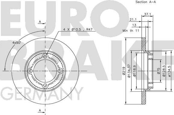 Eurobrake 5815203236 - Bremžu diski autodraugiem.lv