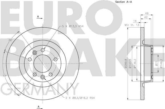 Eurobrake 5815203736 - Bremžu diski autodraugiem.lv