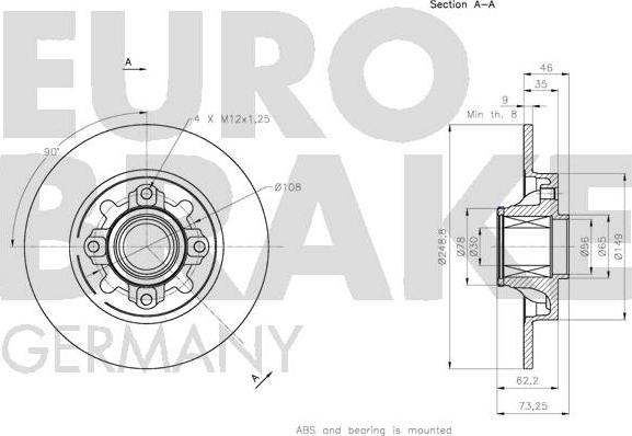 Eurobrake 5815203738 - Bremžu diski autodraugiem.lv