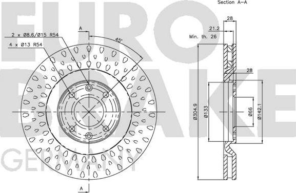 Eurobrake 5815203726 - Bremžu diski autodraugiem.lv