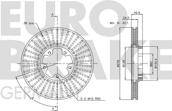 Eurobrake 5815202554 - Bremžu diski autodraugiem.lv