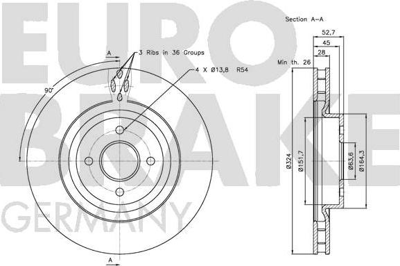 Eurobrake 5815202566 - Bremžu diski autodraugiem.lv