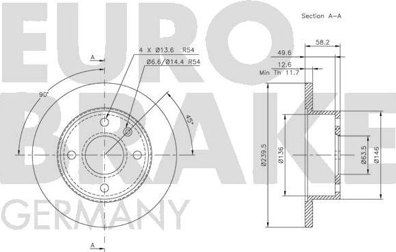 Eurobrake 5815202512 - Bremžu diski autodraugiem.lv