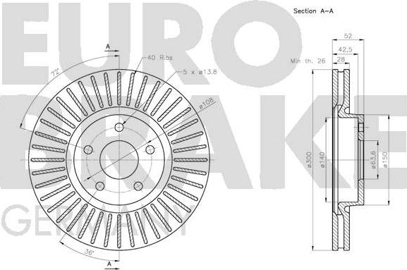 Eurobrake 5815202581 - Bremžu diski autodraugiem.lv