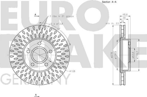 Eurobrake 5815202582 - Bremžu diski autodraugiem.lv