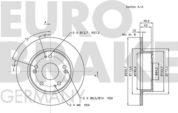 Eurobrake 5815202638 - Bremžu diski autodraugiem.lv