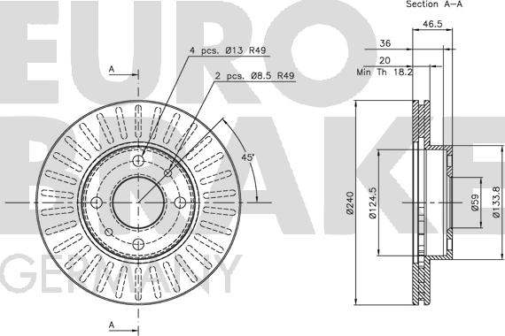 Eurobrake 5815202313 - Bremžu diski autodraugiem.lv