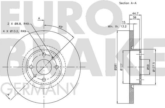 Eurobrake 5815202337 - Bremžu diski autodraugiem.lv