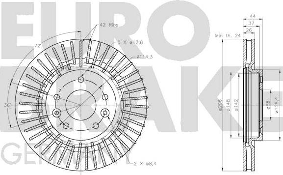 Eurobrake 5815202290 - Bremžu diski autodraugiem.lv