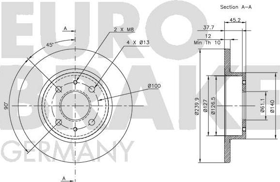 Eurobrake 5815202216 - Bremžu diski autodraugiem.lv