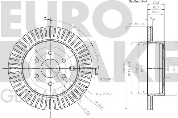 Eurobrake 5815202281 - Bremžu diski autodraugiem.lv