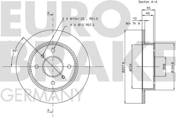 Eurobrake 5815202229 - Bremžu diski autodraugiem.lv