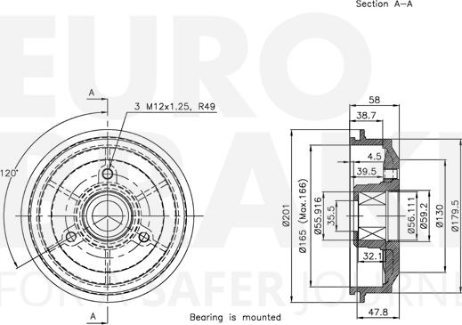 Eurobrake 5825251908 - Bremžu trumulis autodraugiem.lv