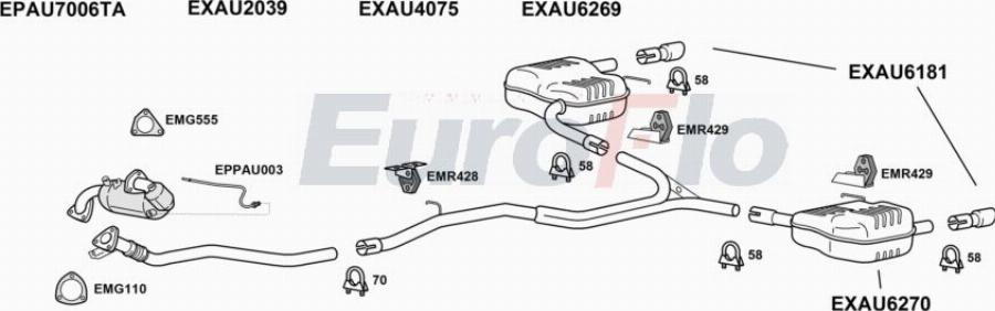 EuroFlo AUA430D 3008B - Izplūdes gāzu sistēma autodraugiem.lv