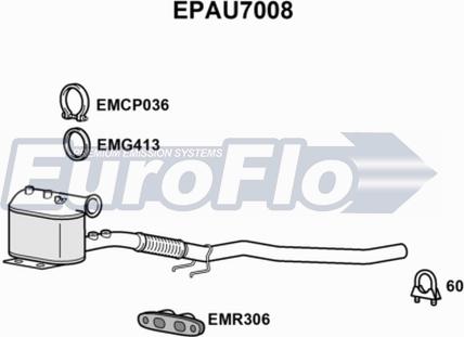 EuroFlo EPAU7008 - Nosēdumu / Daļiņu filtrs, Izplūdes gāzu sistēma autodraugiem.lv