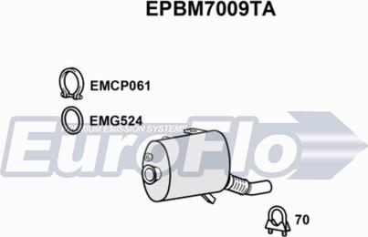 EuroFlo EPBM7009TA - Nosēdumu / Daļiņu filtrs, Izplūdes gāzu sistēma autodraugiem.lv