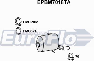 EuroFlo EPBM7018TA - Nosēdumu / Daļiņu filtrs, Izplūdes gāzu sistēma autodraugiem.lv