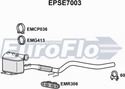 EuroFlo EPSE7003 - Nosēdumu / Daļiņu filtrs, Izplūdes gāzu sistēma autodraugiem.lv