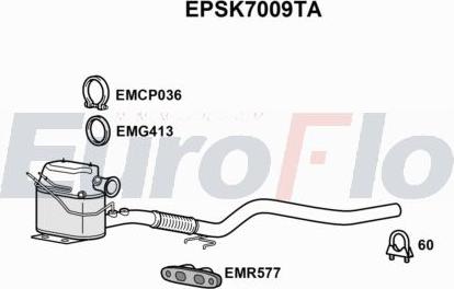 EuroFlo EPSK7009TA - Nosēdumu / Daļiņu filtrs, Izplūdes gāzu sistēma autodraugiem.lv