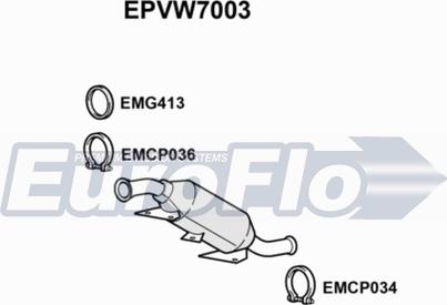 EuroFlo EPVW7003 - Nosēdumu / Daļiņu filtrs, Izplūdes gāzu sistēma autodraugiem.lv