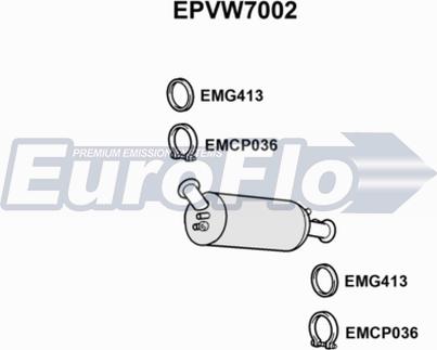 EuroFlo EPVW7002 - Nosēdumu / Daļiņu filtrs, Izplūdes gāzu sistēma autodraugiem.lv