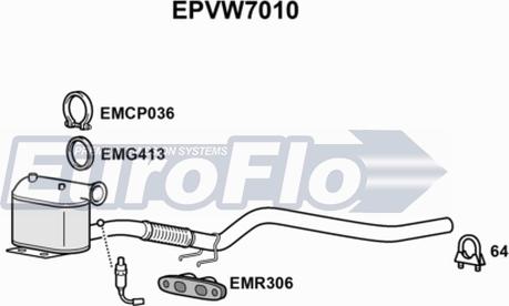 EuroFlo EPVW7010 - Nosēdumu / Daļiņu filtrs, Izplūdes gāzu sistēma autodraugiem.lv