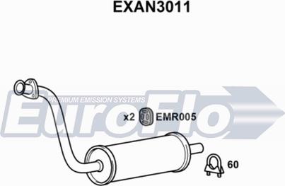 EuroFlo EXAN3011 - Vidējais izpl. gāzu trokšņa slāpētājs autodraugiem.lv
