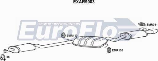EuroFlo EXAR9003 - Vidējais / Gala izpl. gāzu trokšņa slāpētājs autodraugiem.lv