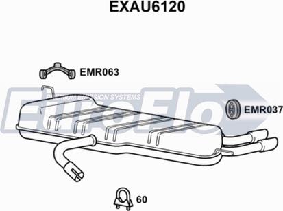 EuroFlo EXAU6120 - Izplūdes gāzu trokšņa slāpētājs (pēdējais) autodraugiem.lv