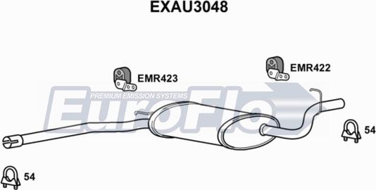 EuroFlo EXAU3048 - Vidējais izpl. gāzu trokšņa slāpētājs autodraugiem.lv
