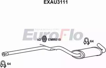 EuroFlo EXAU3111 - Vidējais izpl. gāzu trokšņa slāpētājs autodraugiem.lv