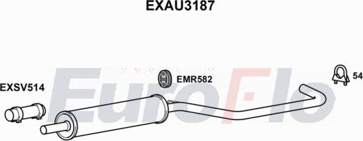 EuroFlo EXAU3187 - Trokšņa slāpētāja ieliktnis, Gala trokšņa slāpētājs autodraugiem.lv