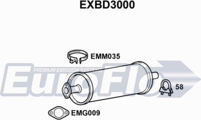 EuroFlo EXBD3000 - Vidējais izpl. gāzu trokšņa slāpētājs autodraugiem.lv