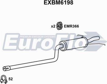 EuroFlo EXBM6198 - Izplūdes gāzu trokšņa slāpētājs (pēdējais) autodraugiem.lv