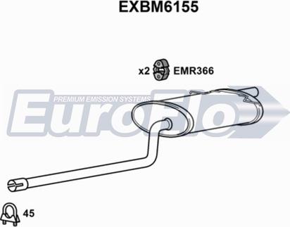 EuroFlo EXBM6155 - Izplūdes gāzu trokšņa slāpētājs (pēdējais) autodraugiem.lv