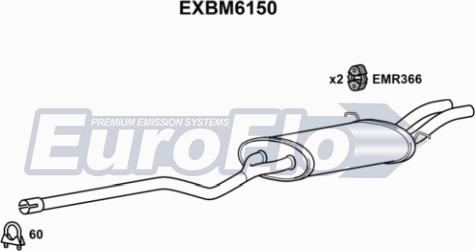 EuroFlo EXBM6150 - Izplūdes gāzu trokšņa slāpētājs (pēdējais) autodraugiem.lv