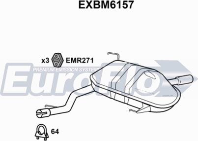 EuroFlo EXBM6157 - Izplūdes gāzu trokšņa slāpētājs (pēdējais) autodraugiem.lv