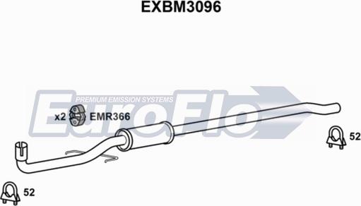 EuroFlo EXBM3096 - Vidējais izpl. gāzu trokšņa slāpētājs autodraugiem.lv