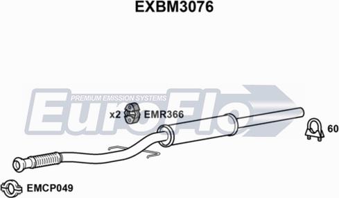 EuroFlo EXBM3076 - Vidējais izpl. gāzu trokšņa slāpētājs autodraugiem.lv