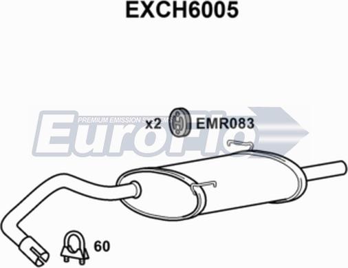 EuroFlo EXCH6005 - Izplūdes gāzu trokšņa slāpētājs (pēdējais) autodraugiem.lv