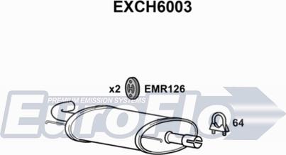 EuroFlo EXCH6003 - Izplūdes gāzu trokšņa slāpētājs (pēdējais) autodraugiem.lv