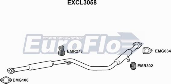 EuroFlo EXCL3058 - Vidējais izpl. gāzu trokšņa slāpētājs autodraugiem.lv