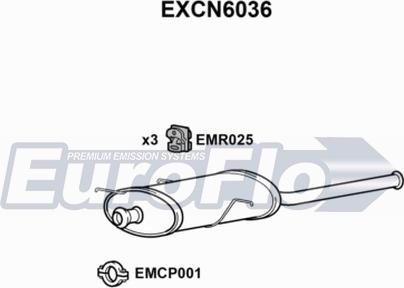 EuroFlo EXCN6036 - Izplūdes gāzu trokšņa slāpētājs (pēdējais) autodraugiem.lv