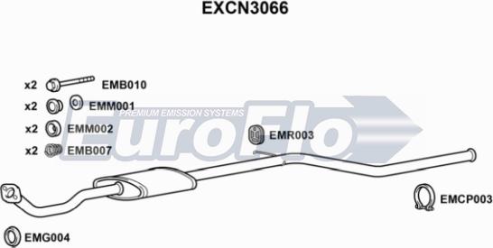 EuroFlo EXCN3066 - Vidējais izpl. gāzu trokšņa slāpētājs autodraugiem.lv