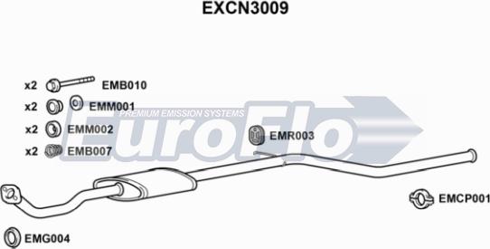 EuroFlo EXCN3009 - Vidējais izpl. gāzu trokšņa slāpētājs autodraugiem.lv
