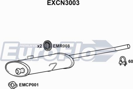 EuroFlo EXCN3003 - Vidējais izpl. gāzu trokšņa slāpētājs autodraugiem.lv